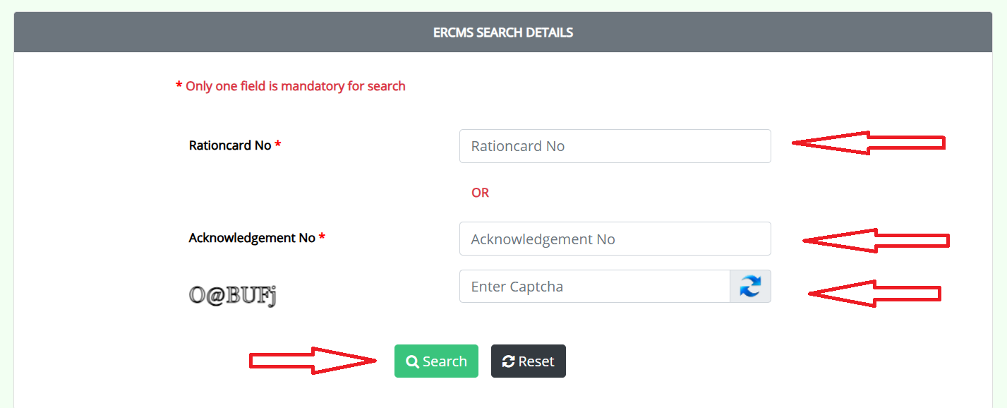 Rationcard Application Status